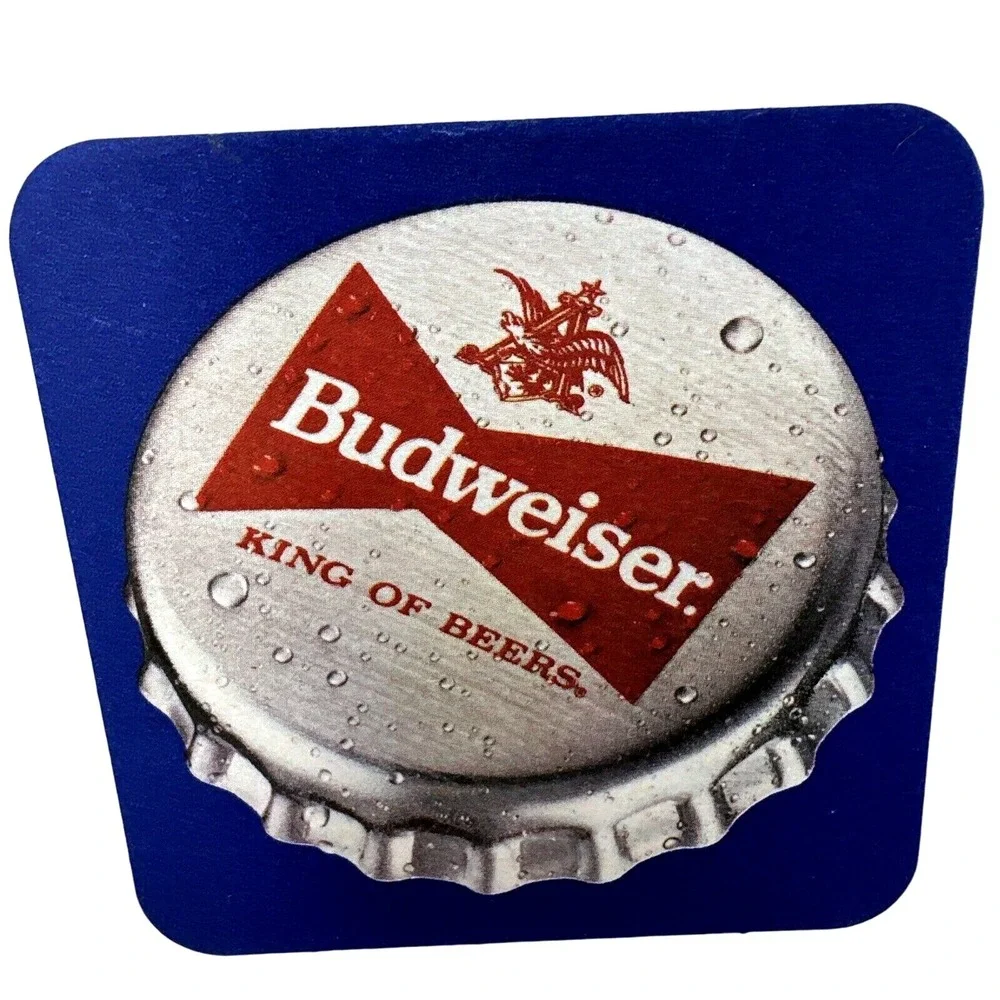 Budweiser‎ King of Beers Coasters Set of 4 Bottle Cap & Ad Graphics